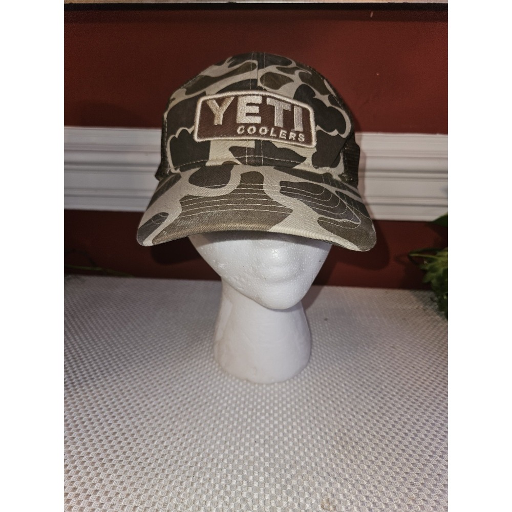 Yeti Coolers Brown Camo Trucker Mesh Style Snapback Hat Cap Adjustable